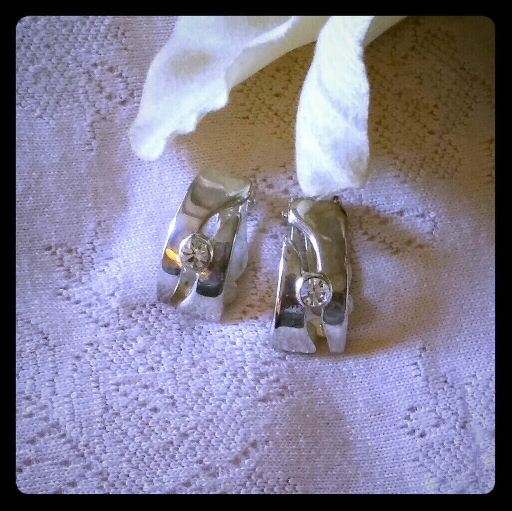 Vintage Rectangular Open Work Demi-Hoops - image 1